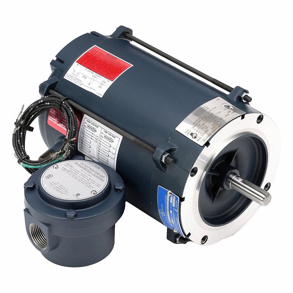 Explosion Proof Motor, 0.50 HP, 3 Phase, 60/50 Hz, 208-230/460 and 190/380V, 1800 RPM