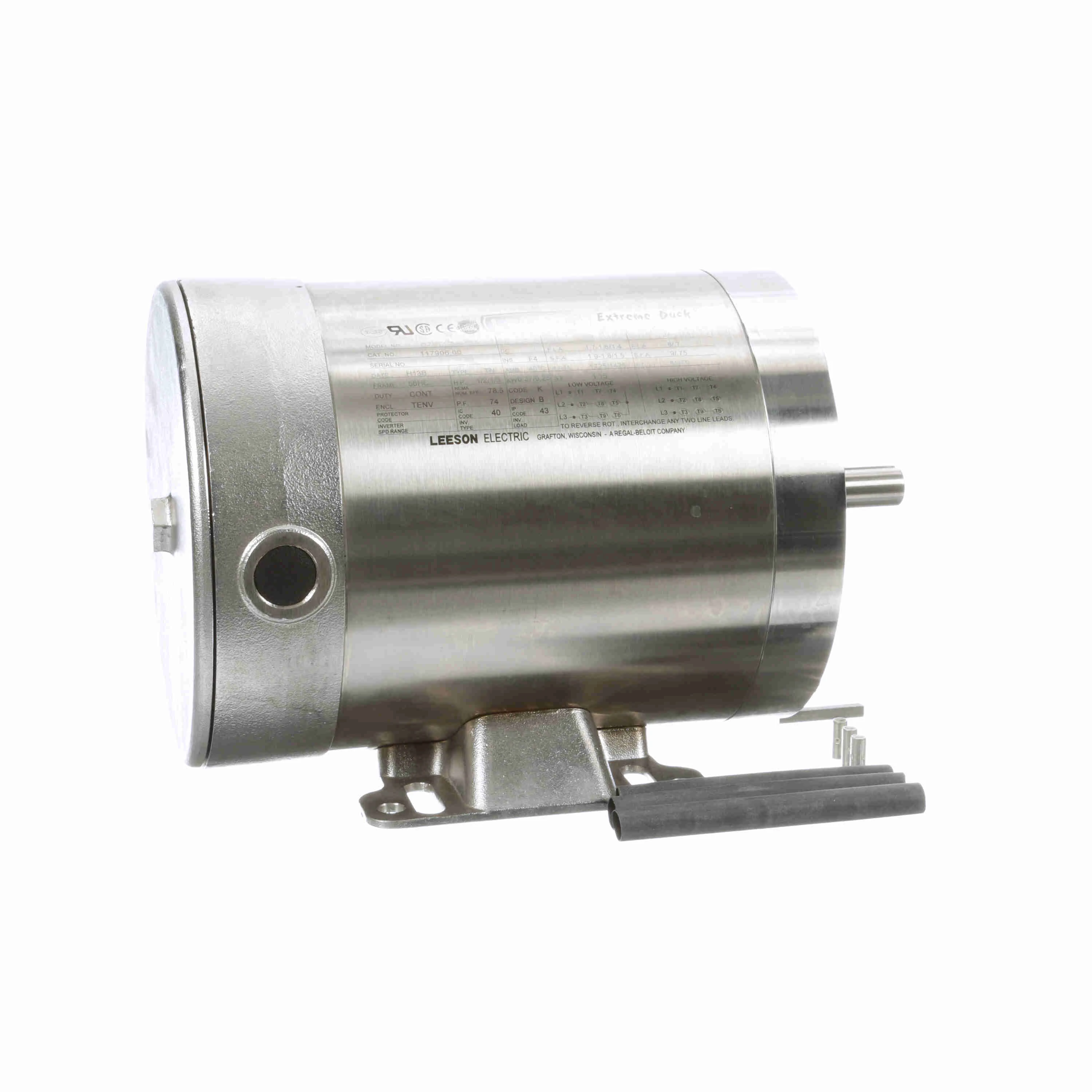 General Purpose Motor, 0.50/0.33 HP, 3 Phase, 60/50 Hz, 230/460 and 190/380V, 1800 RPM