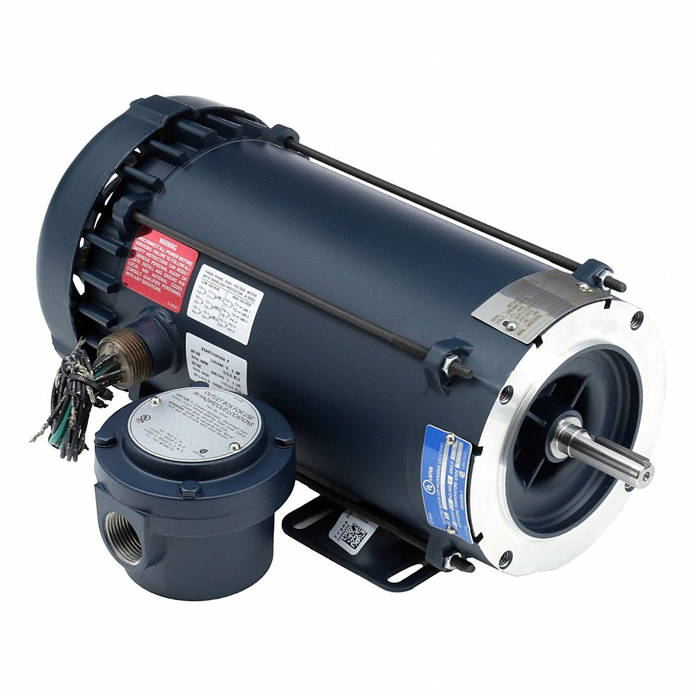 Explosion Proof Motor, 2 HP, 3 Phase, 60/50 Hz, 230/460 and 200/400V, 3600 and 3000 RPM