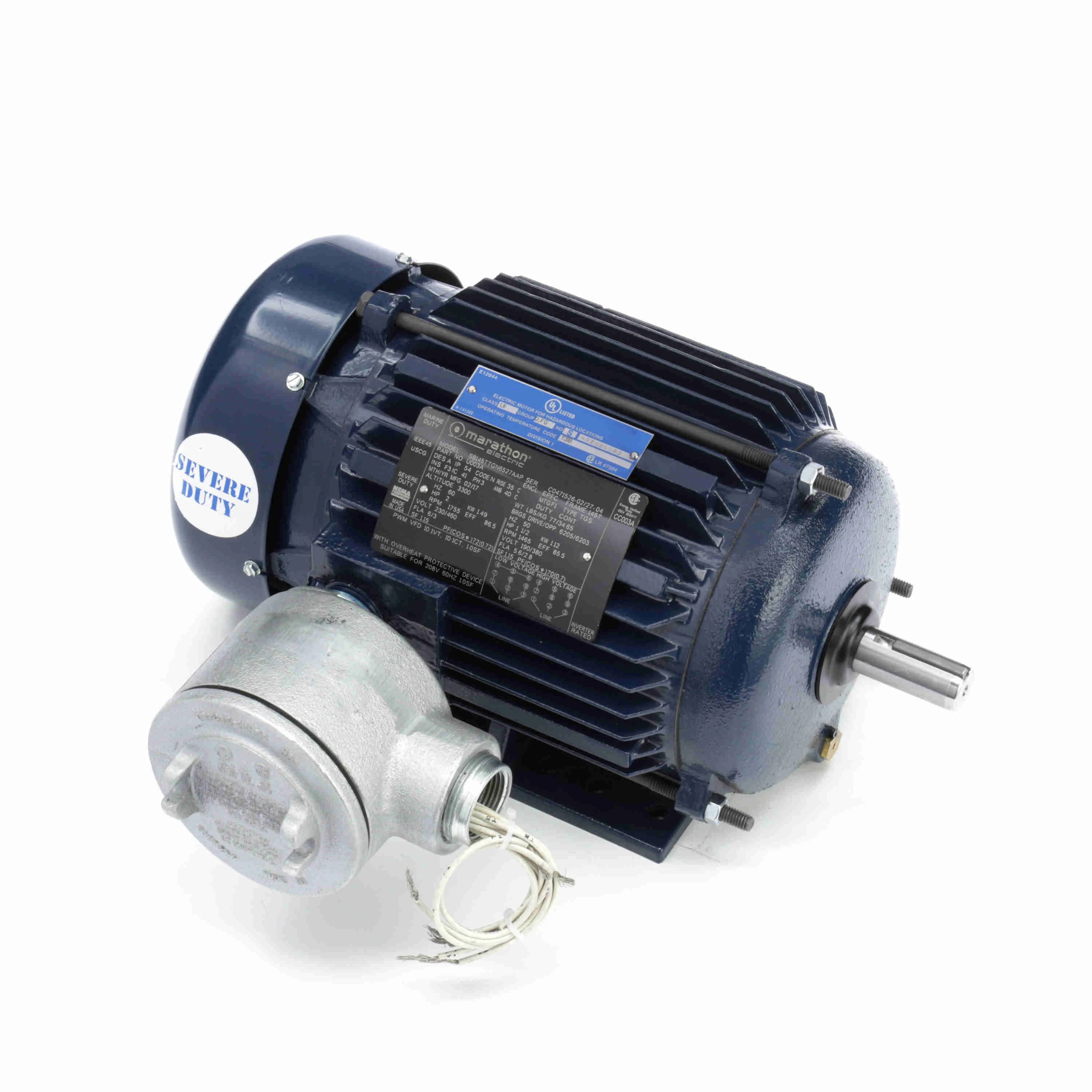 Explosion Proof Motor, 2/1.50 HP, 3 Phase, 60/50 Hz, 230/460 and 190/380 V, 1800 RPM