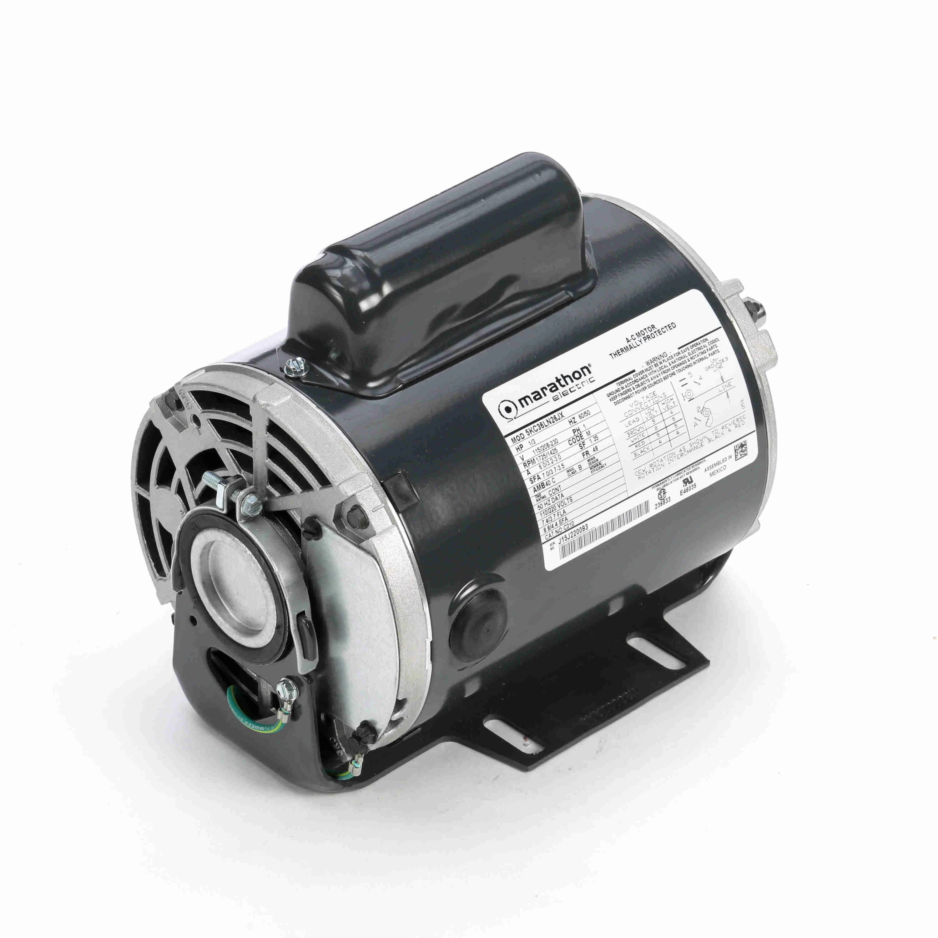 General Purpose Motor, 0.33 HP, 1 Phase, 60 Hz, 115/208-230V, 1800 RPM