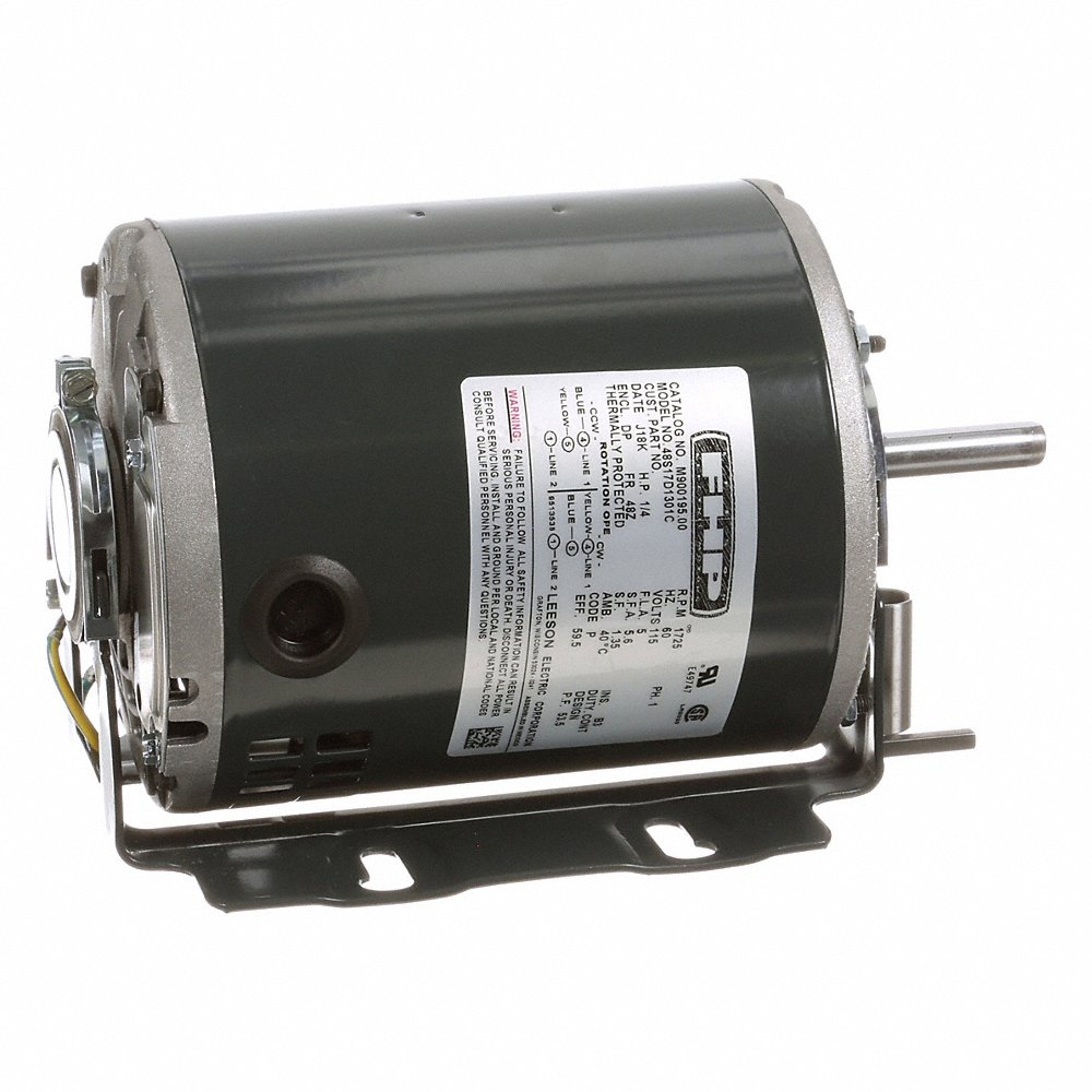 Fan and Blower Motor, 0.25 HP, 1 Phase, 60 Hz, 115V, 1800 RPM