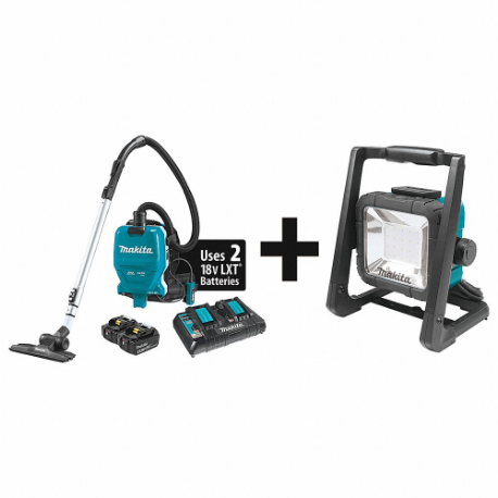 Makita XCV09PT DML805 327EF7 BackPack Vacuum 70 cfm Vacuum Air Flow 9.9 lb Wt 69 dB Sound Level Reusable Bag HEPA