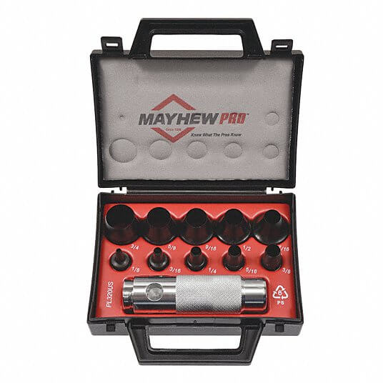 Mayhew Tools 66006 24D585 Hollow Punch Set, Metric Alloy, 31 Pieces