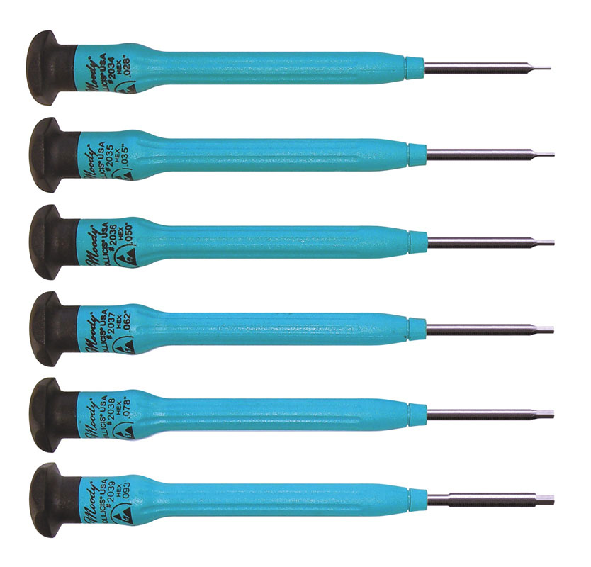 Moody Tools 55-0341 7-Piece Interchangeable Esd-Safe Hex Driver Set 6 Blades & 1 Handle 