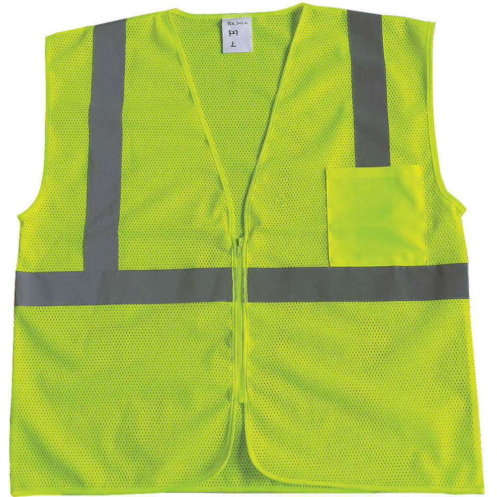 Grainger ANSI Class 2 Polyester Mesh Zipper High Visibility Vests