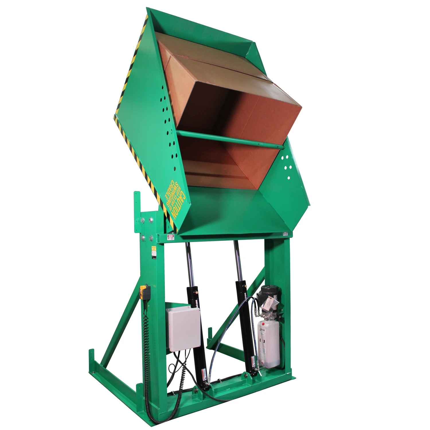 Box Dumper, 72 Inch Dump Height, 4000 lbs Load Capacity, 48 x 51 Inch Chute Size