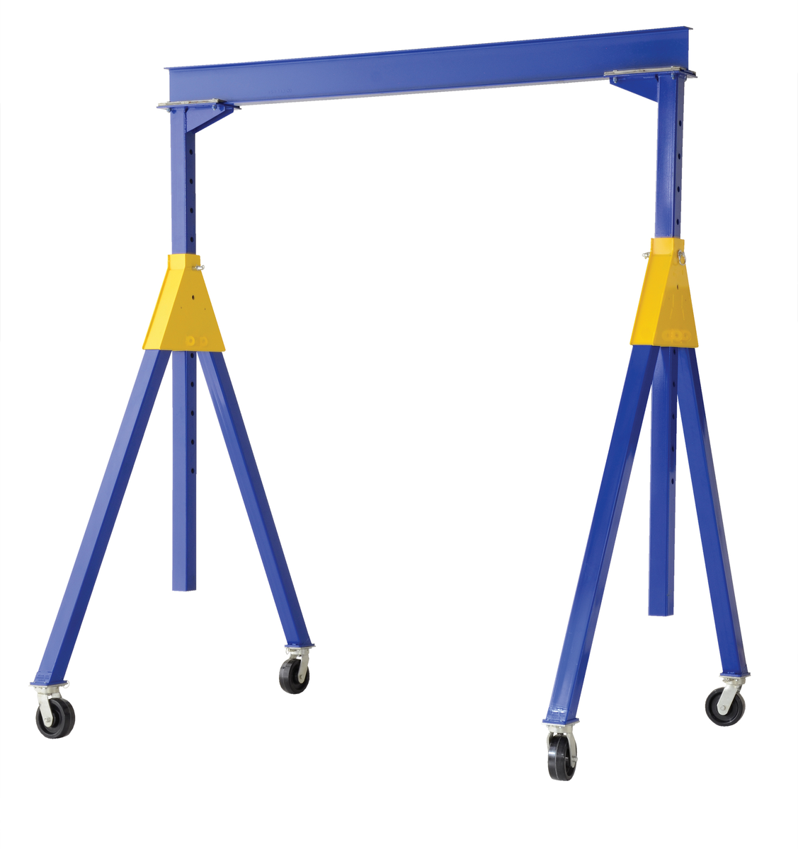 Steel Knock-Down Adj Height Gantry Crane with Glass Filled Nylon Caster, 15 x 14 ft, 2000 lb Capacity, Blue