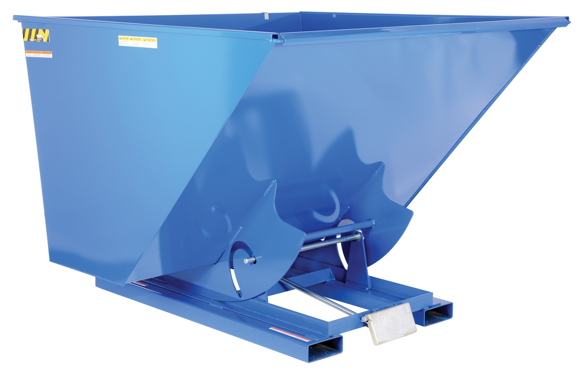 Steel Medium Duty Self Dumping Hopper, 2-1/2 Cubic Yard, 4000 lb Capacity, Blue