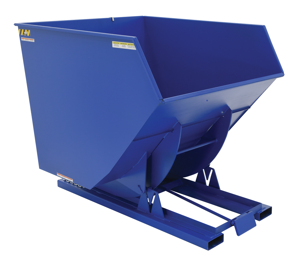 Steel Heavy Duty Self Dumping Hopper, 3-1/2 Cubic Yard, 6000 lb Capacity, Blue