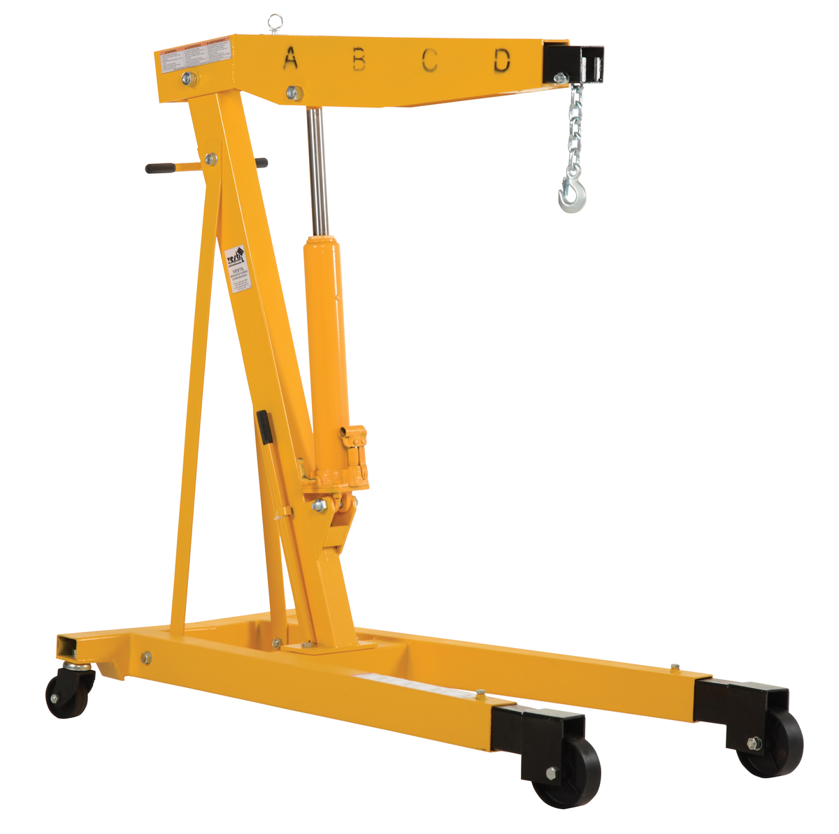 Steel Shop Crane Engine Hoist with Telescopic Legs, 6000 lb Capacity, Yellow