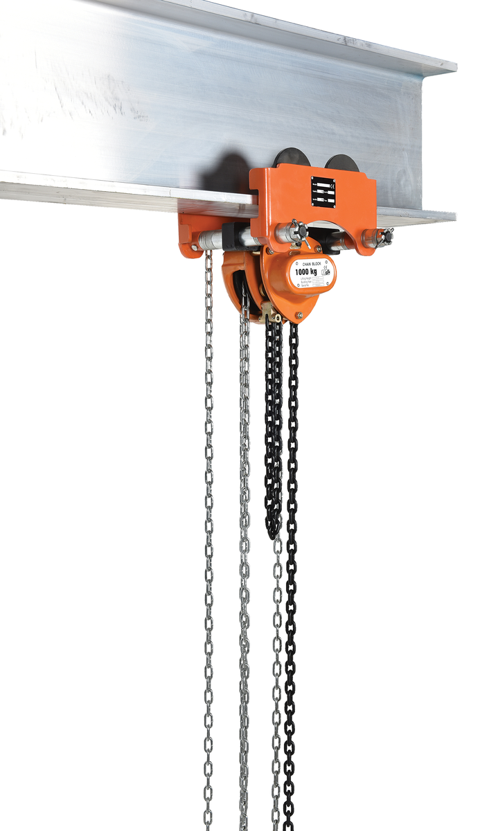 Steel Low Headroom Chain Hoist Gear Trolley, 11-1/2 x 11-1/2 x 10 Inch, 2000 lb Capacity, Orange