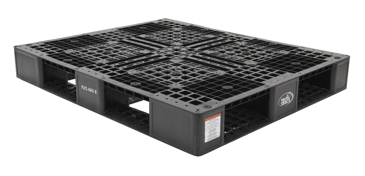 High Density Polyethylene Pallet, 39-1/2 x 47-3/8 x 6 Inch, 8000 lb Capacity, Black