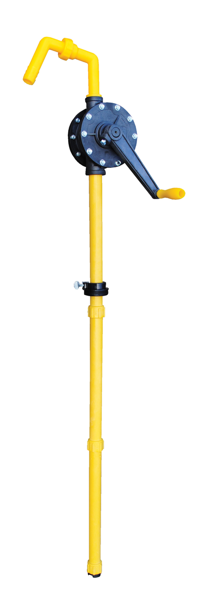 Polyphenylene Sulphide Manual Rotary Drum Pump 10 x 8 x 12 Inch, Yellow