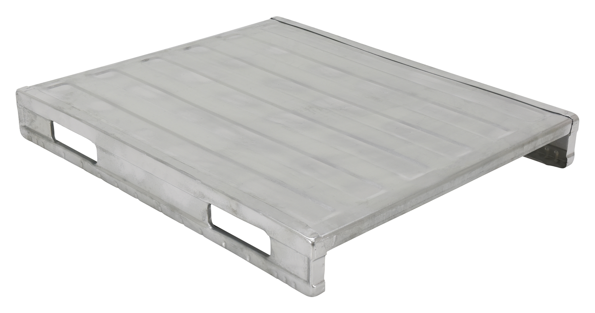 Galvanized Steel Solid Deck Pallet 39-1/2 x 47 x 6-1/2 Inch, 4000 lb Floor Capacity, Gray
