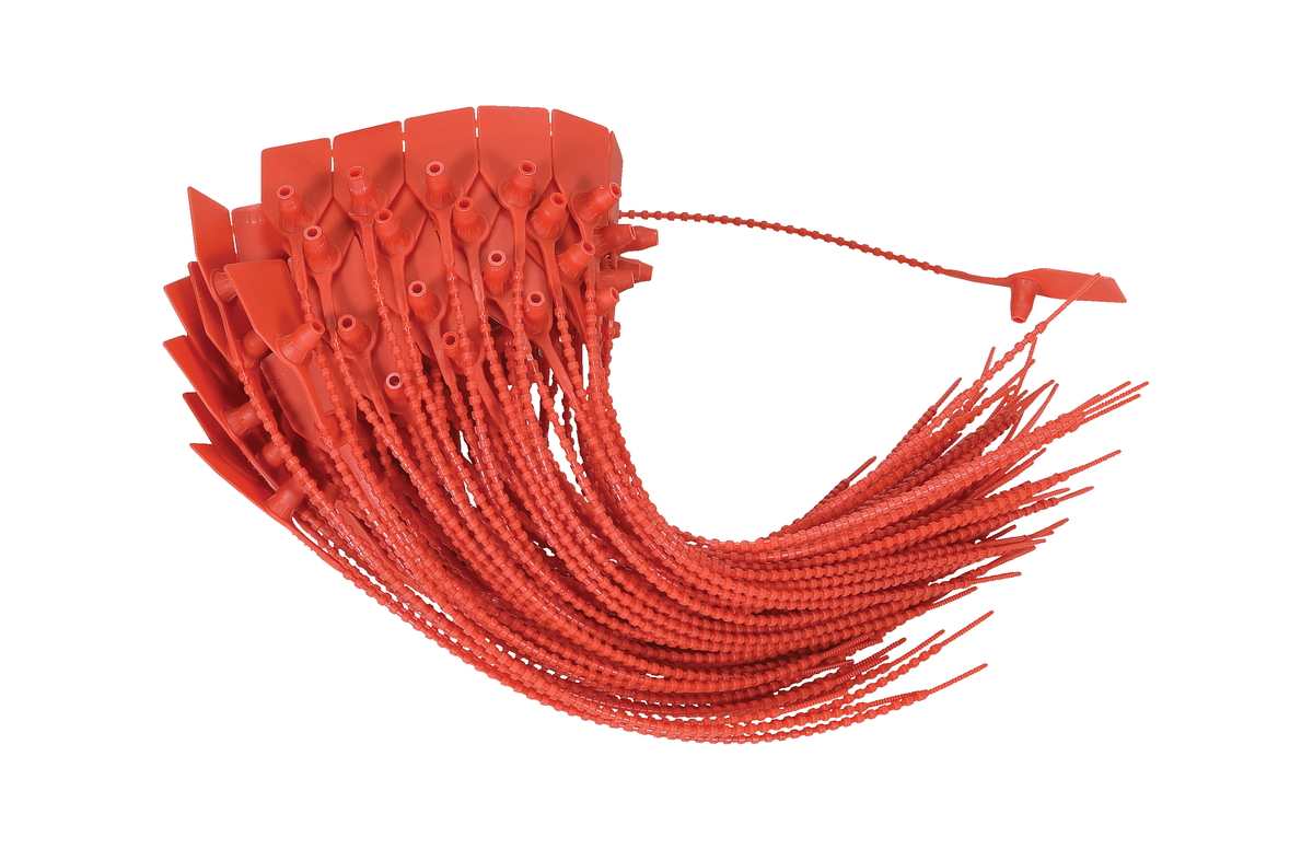 Polypropylene Security Seal, 14-1/8 x 1 x 3/4 Inch Length, Red