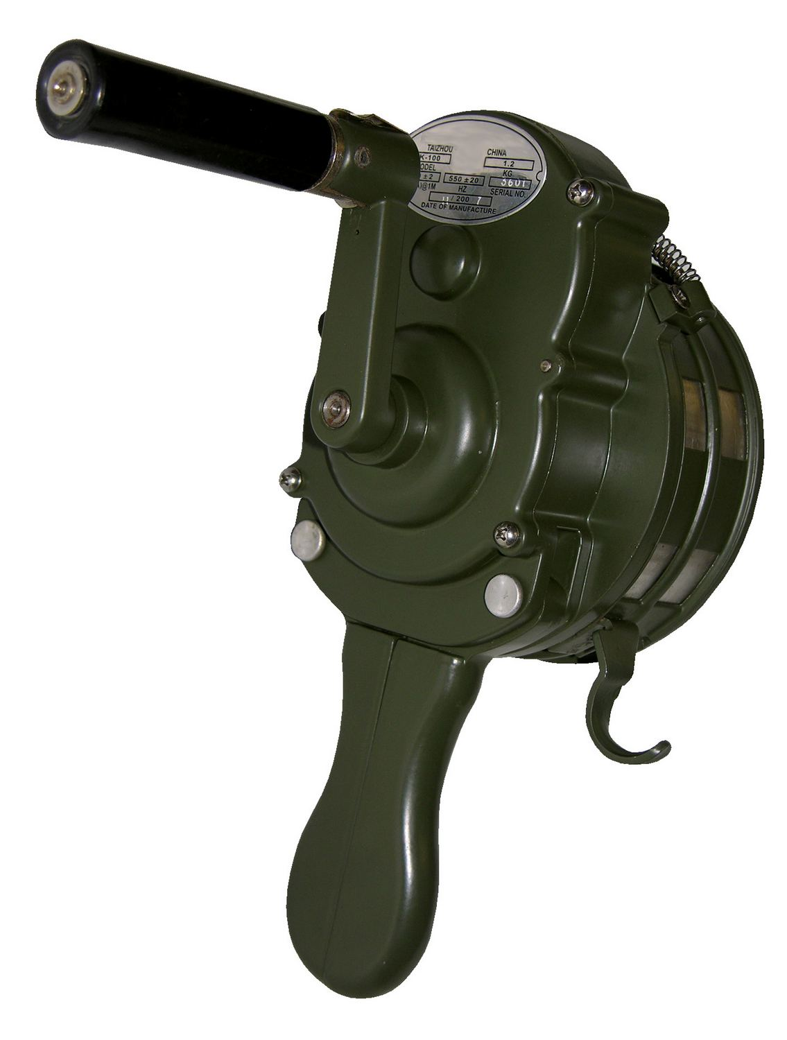 Steel Warning Siren Hand Crank Army Green