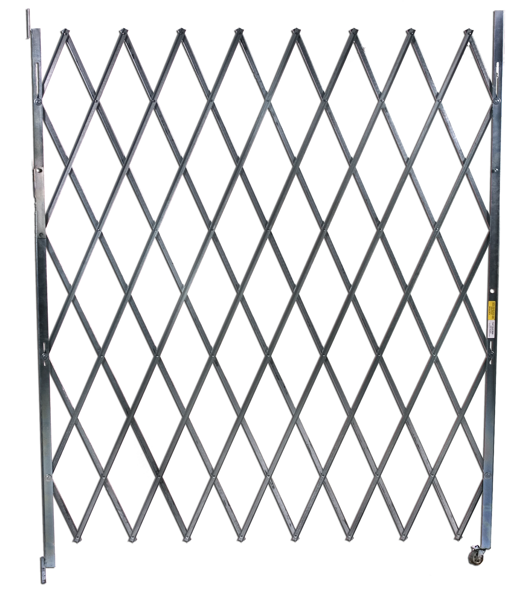 Galvanized Steel Single Fold Scissor Gate, 4 x 6-1/2 ft, Gray