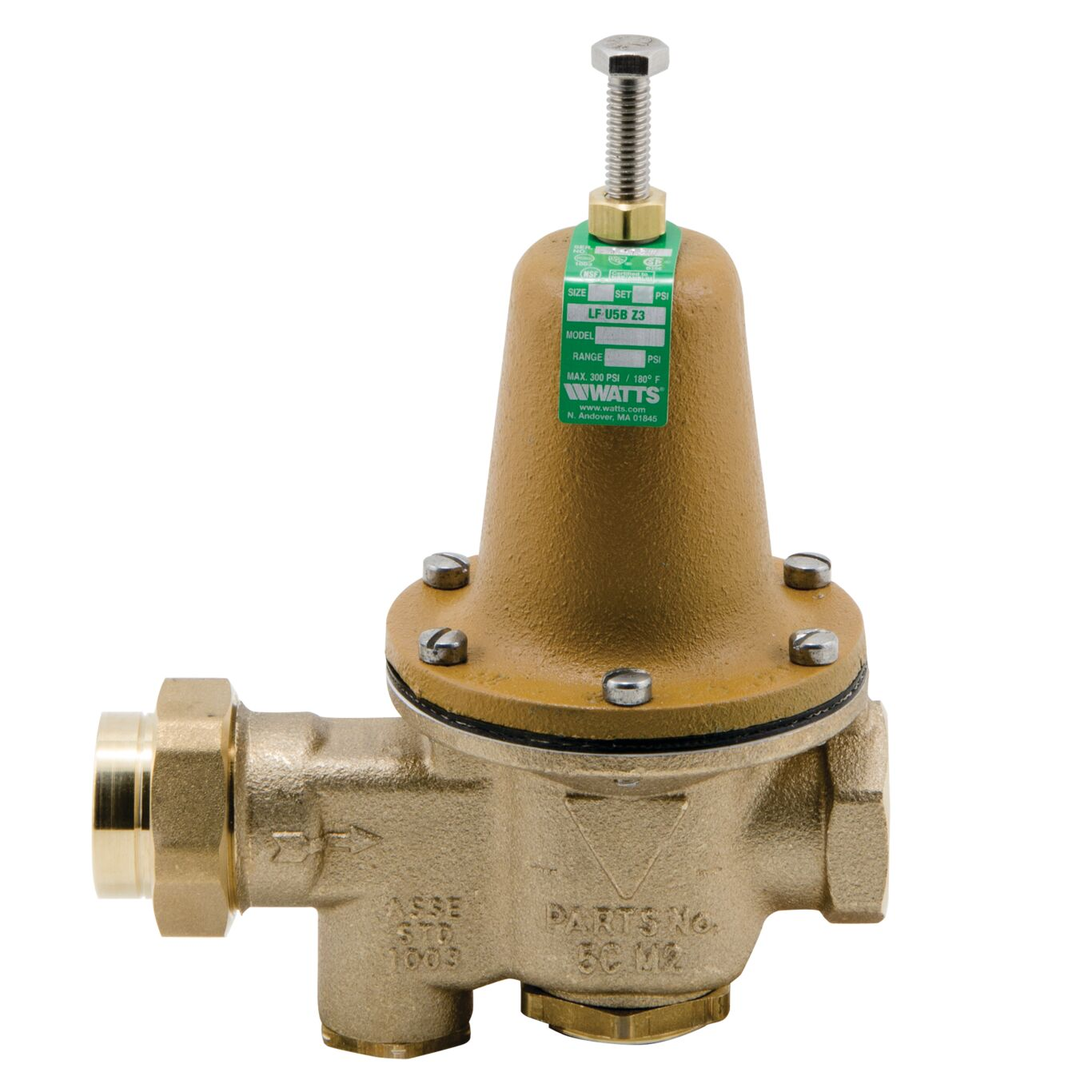 Water Pressure Reducing Valve, NPT x NPT, 3/4 Inch Pipe Size, 30 PSI, Copper Silicon Alloy