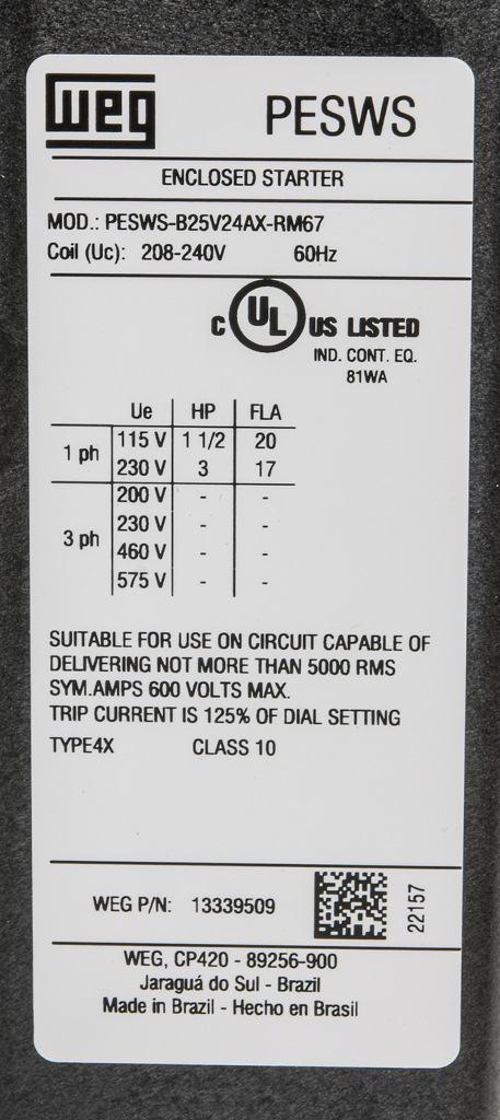 WEG PESWS-B25V24AX-RM67 4