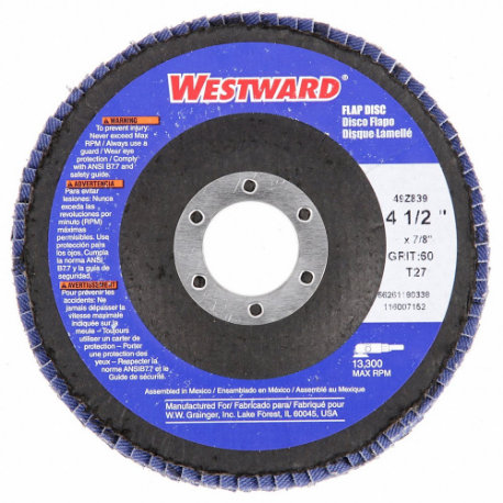 Dic  Westward 66261180338 | 49Z839 | Flap Disc, Type 27, 4 1/2 Inch x 7