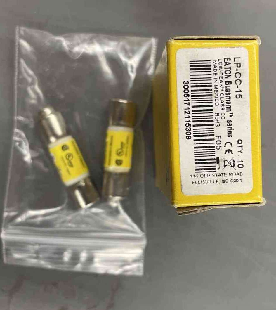 BUSSMANN LP-CC-15 Fuse, 15 A, Standard, 600V, Melamine Tube, CC Class, 10 Package Quantity, 13/32 Inch Diameter, Dual Element, In Stock