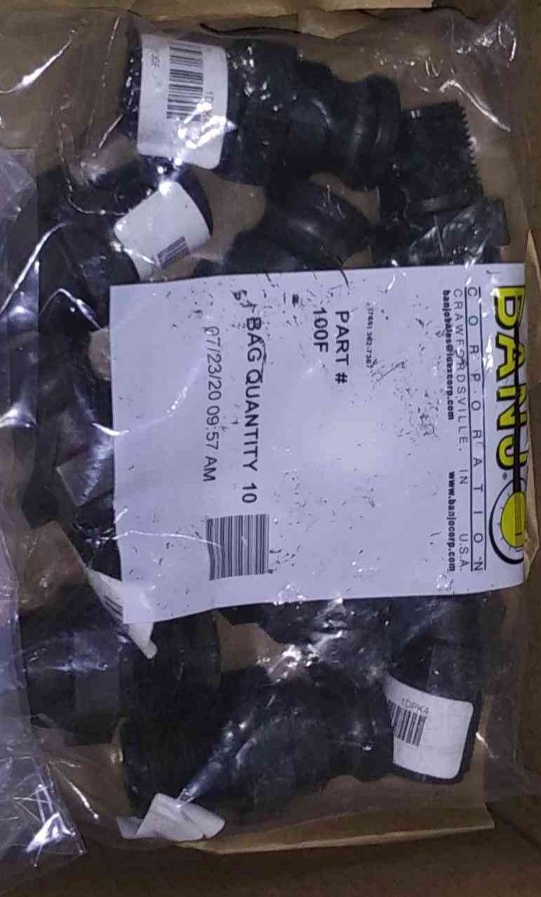 BANJO 100F, Adapter, Maximum Pressure 125 psi, Max Operating Pressure 300 psi, Groove, Polypropylene