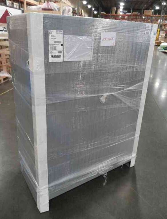 LYON DD1147 Storage Cabinet, 14 Gauge, 3-Point Locking System, 4 Shelves, Size 64 Inch x 48 Inch, 1450 lb. Capacity, In Stock, Front View