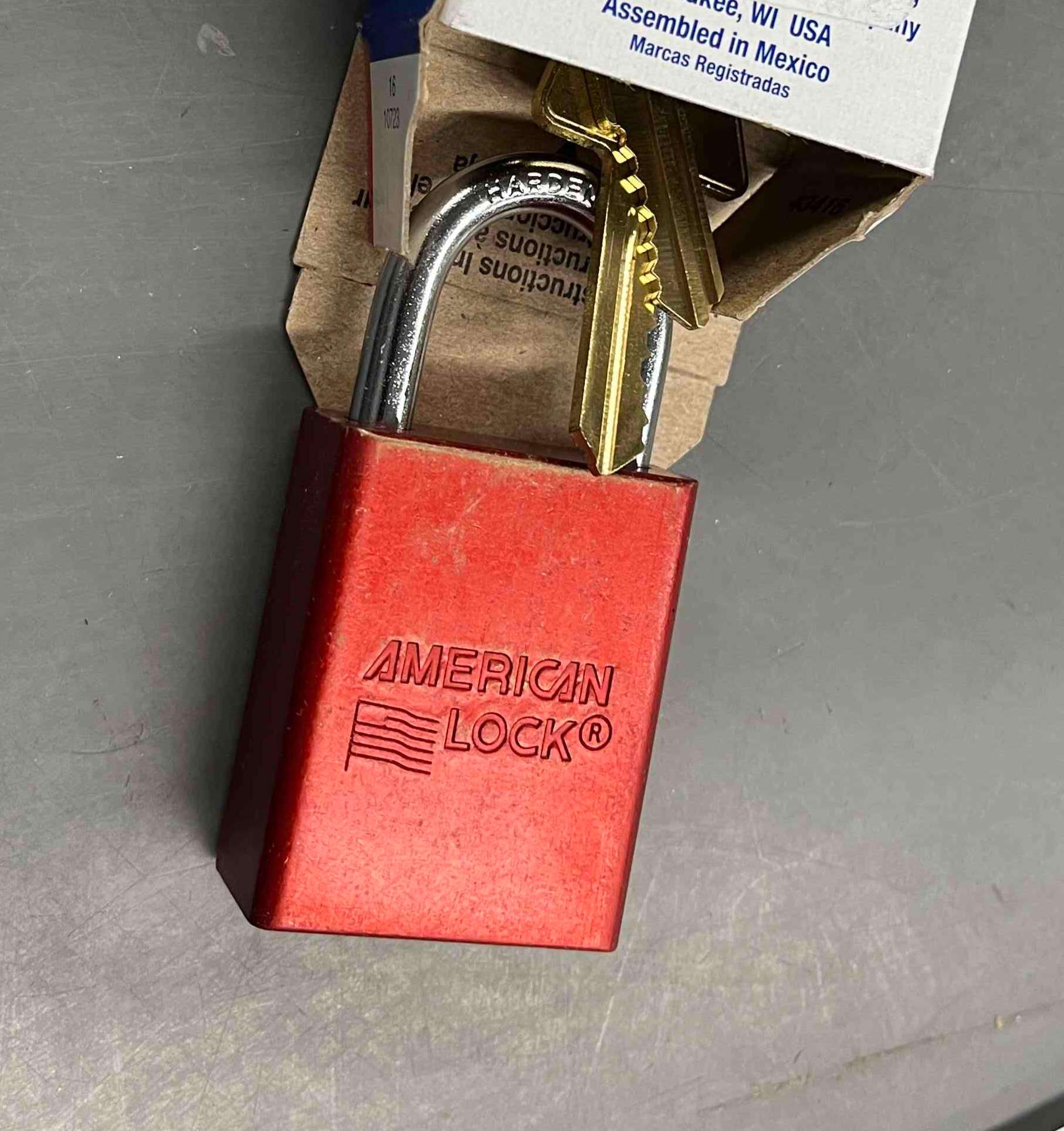 American Lock A1105RED Solid Aluminum Padlocks, 1/4 Inches Diameter, 1 Inch L x 3/4 Inch W, Red, In Stock